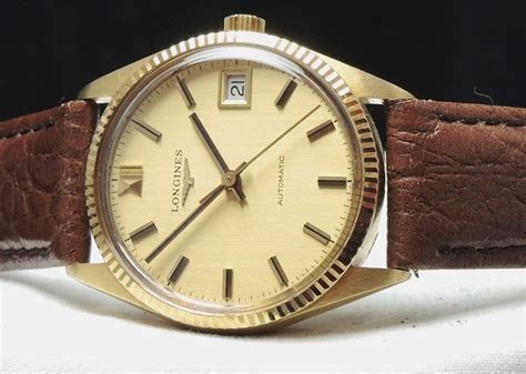 Longines Automatic Ladies Lady Watch solid gold Linen dial | Vintage ...