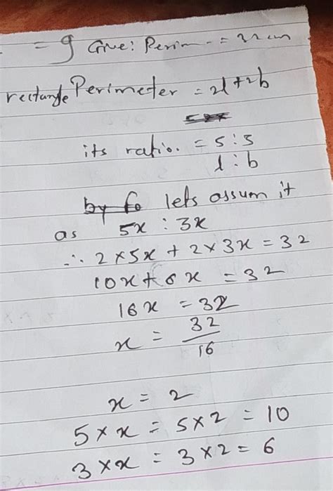 the adjacent side of a rectangle are in ratio 5:3 and its perimeter is ...