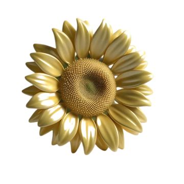 A Stylized Golden Sunflower With Shiny Petals And Textured Center Set ...