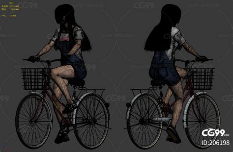 骑自行车时尚迷人女子高清图片下载-找素材