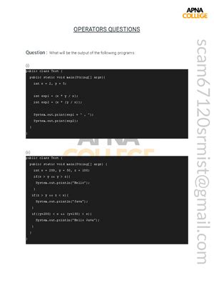 Practice questions for loop flow control topic in programming in Java 1 ...