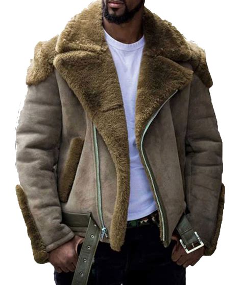 Men's WJE03 Winter Suede Shearling Leather Jacket - Jackets Expert