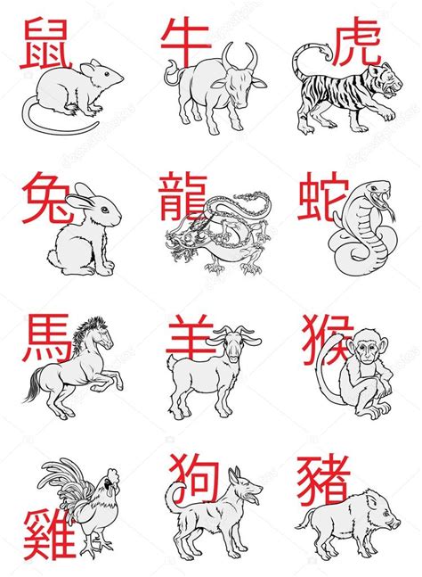 Nouvel an chinois signes du zodiaque — Image vectorielle Krisdog ...