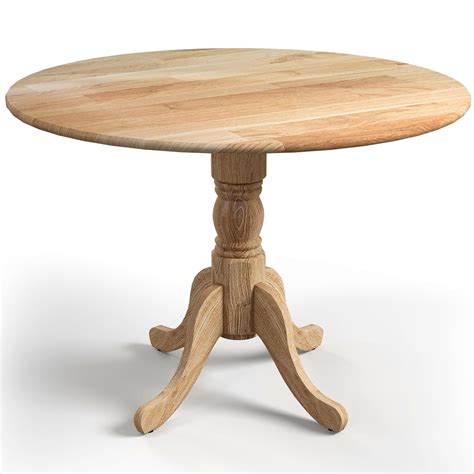 COSTWAY 100cm Round Dining Table, Rubber Wood Kitchen Table with Wooden ...