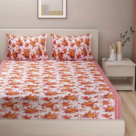 Buy SWAYAM Pastel Petal Dance 160TC Cotton Floral Queen Bedsheet Set ...