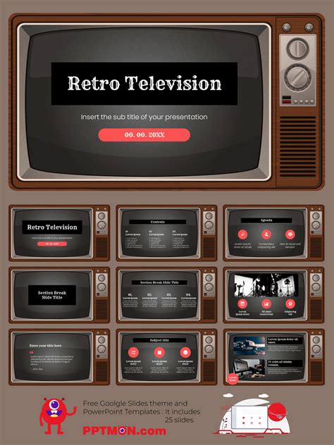 Retro Television - Free Presentation Background Design | Retro theme ...