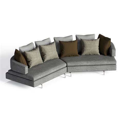 现代布艺转角沙发模型素材-布艺现代灰色转角沙发模型-三维家模型素材库