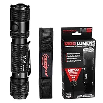 PowerTac M5 Tactical Flashlight, 1300 Lumens LED Flashlight, Tactical ...