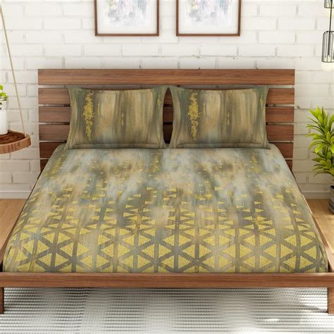 Buy SPACES Solesta Printed 3-Piece Double Bedsheet Set - 2.74 m x 2.74 ...