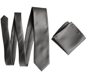 Qtsy Grey Tie And Pocket Square Combo Solid Men Tie - Buy Qtsy Grey Tie ...