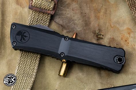 Preowned-Microtech Combat Troodon Gen III OTF Hefted Black Aluminum 4 ...