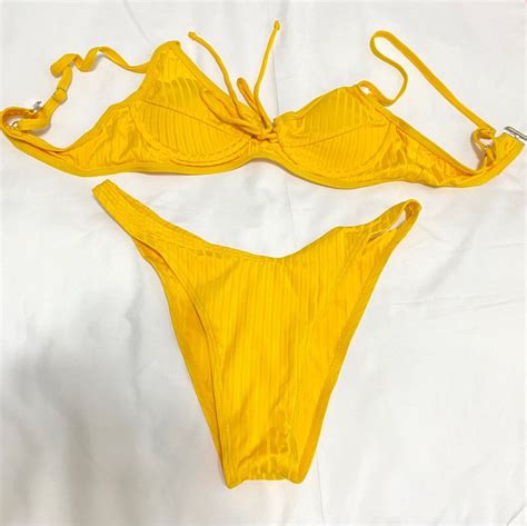 Two piece yellow bikini, Women's Fashion, Swimwear, Bikinis & Swimsuits ...