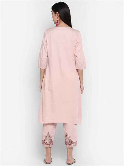 Zari Embroidered Peach Suit