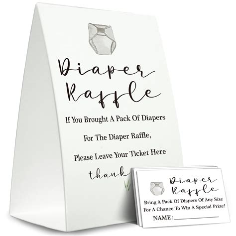 Tesedupoole Diaper Raffle Sign,Diaper DHF10 Raffle Baby Shower Game Kit ...
