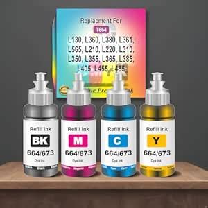 CANOFF T664 Multicolor Refill Ink Compatible for Epson L130, L360, L380 ...