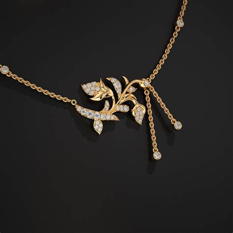 Round Lab-Grown Diamond Leaf Pendant Necklace – Prachha Jewels