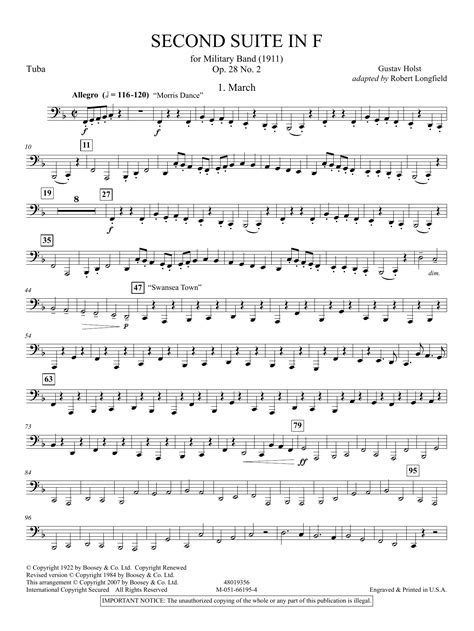 Second Suite in F (arr. Robert Longfield) - Tuba by Gustav Holst Sheet ...