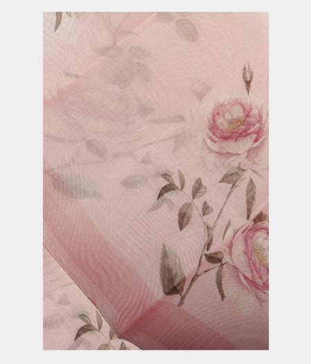 Buy Light Pink Kora Organza Printed Saree T216397