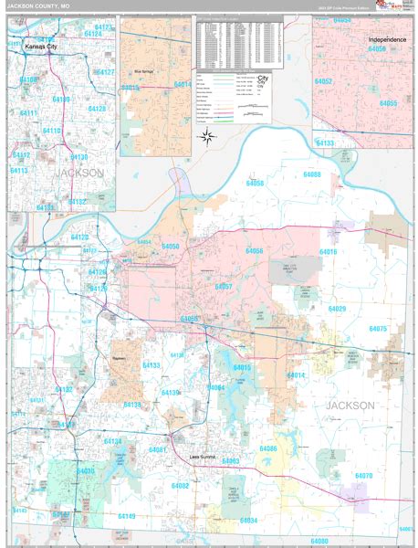 Jackson County, MO Zip Code Map - Premium