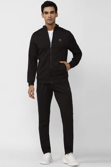 Buy Men Black Solid Slim Fit Casual Jacket and Track Pants Online ...