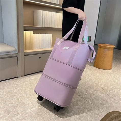 AM5643 Duffle Trolley Bag with Wheels, Expandable Foldable Luggage Bag ...