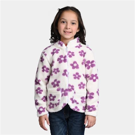 Girls Sherpa Jacket Flower-White Price in Pakistan | Bachata Party ...