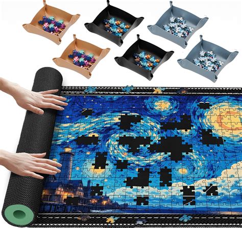 Amazon.com: Lwoeo Jigsaw Puzzle Mat Roll Up 2000 Pieces, Black 48.4” x ...