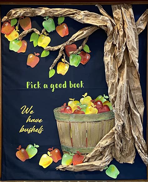 Apple Themed Bulletin Board for a Cozy Library