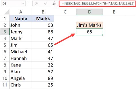 Excel Index and MATCH Functions 的图像结果