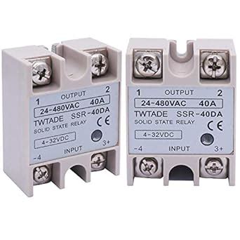 TWTADE 2PCS SSR-40 DA 40A DC 3-32V to AC 24-480V SSR Single Phase Solid ...