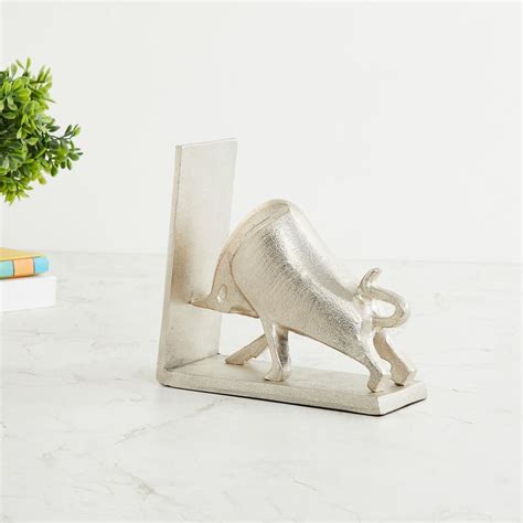 Buy Fiesta Silver Solid Metal Bull Book End from Home Centre at just ...