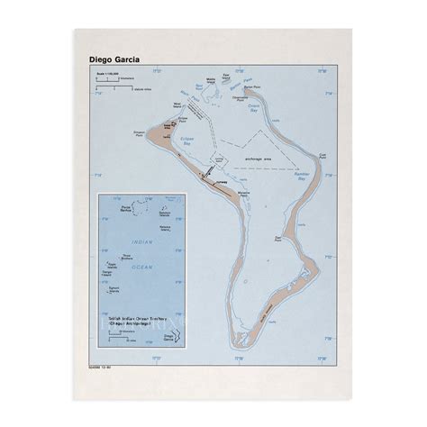 1980 Diego Garcia British Indian Ocean Territory Map Wall Art Print ...