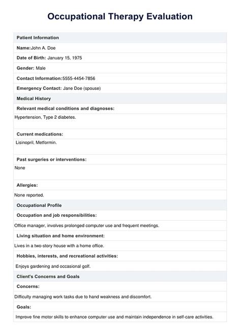 Occupational Therapy Chart Review