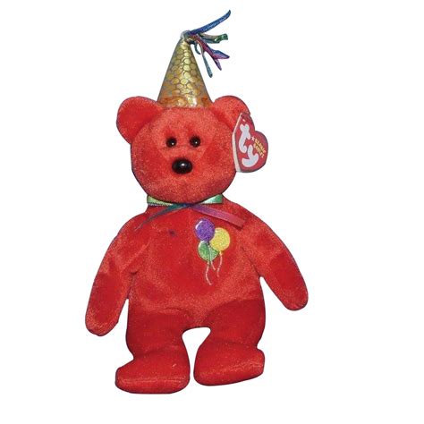 Happy Birthday Bear - Red Ty Beanie Babies Plush Toys | MWMT's Stuffed ...