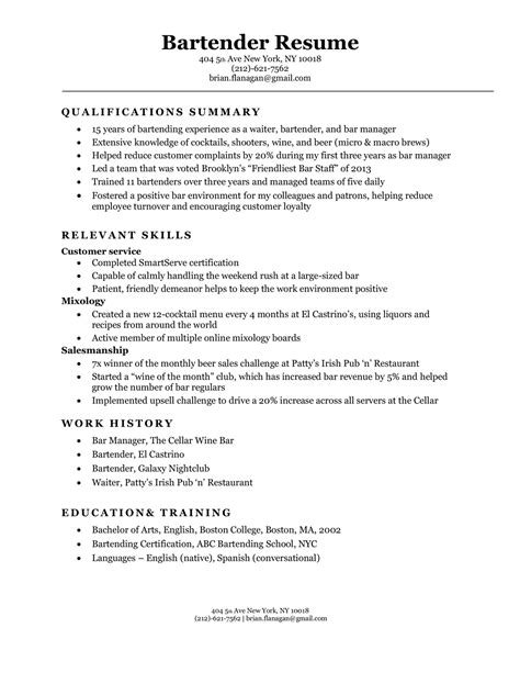 Best 12 16 Restaurant Bartender Manager Resume Examples And Templates ...