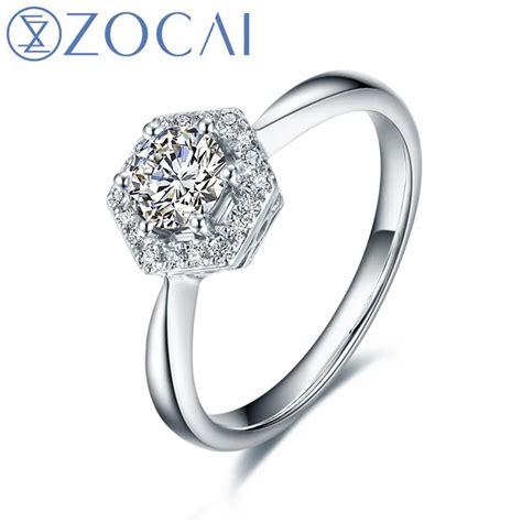 ZOCAI Design Real Certificated Dimaond Ring 0.07CT/ 0.15CT H/SI 18K ...