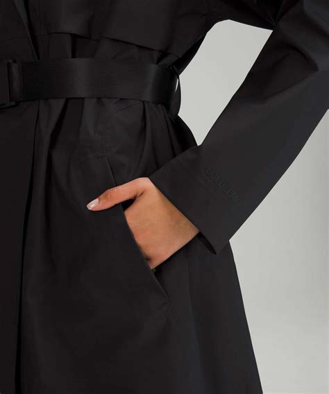 Lululemon Belted Rain Trench Coat - Black - lulu fanatics