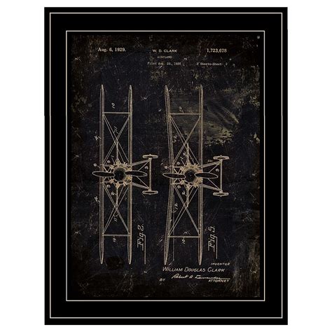 Trendy Decor 4U Airplane Patent I Cloverfield and Co Black Wood Framed ...