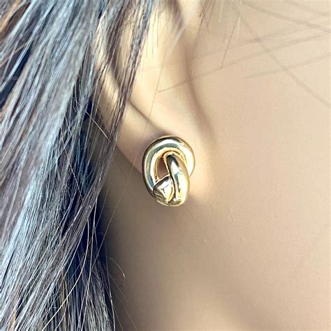 Large Love Knot Stud Earrings Measuring Yellow Gold For Sale at 1stDibs