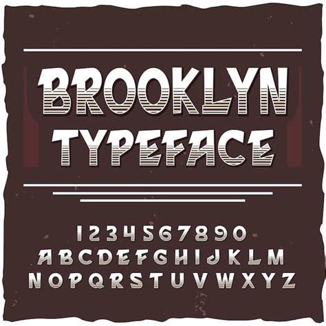Brooklyn alphabet with square frame and vintage typeface with lines ...