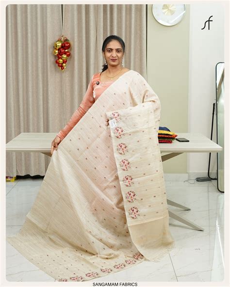 NET COTTA FLORAL EMBROIDERY SAREE – SANGAMAM FABRICS
