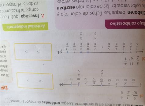ubica las fracciones en la semirrecta luego ordénalas de mayor a menor ...
