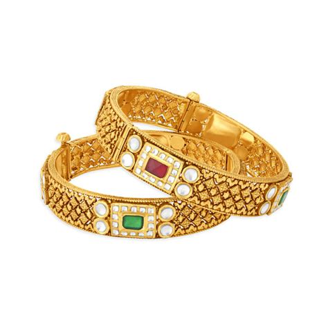 Ornate Gold and Glass Kundan Bangle