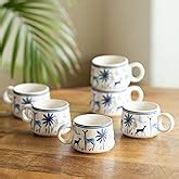 ExclusiveLane 'The Hut Morning Companions' Ceramic Tea Cups Set of 6 ...
