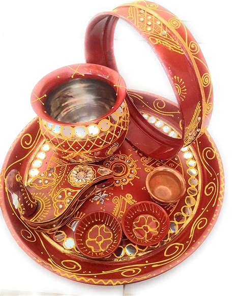 Buy Karwachoth Pooja Thali karwachauth thali/Pooja thali(red) Designed ...