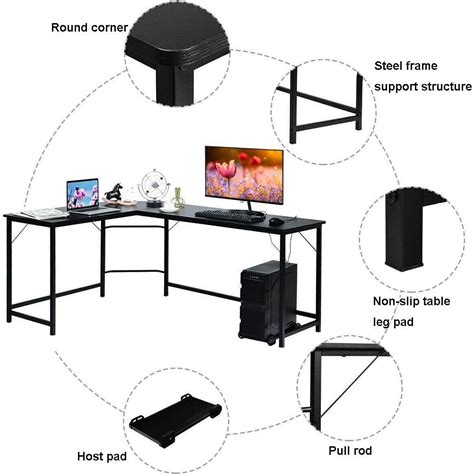Buy COOH L-Shaped Desk Computer Corner Gaming PC Table Writing Large L ...
