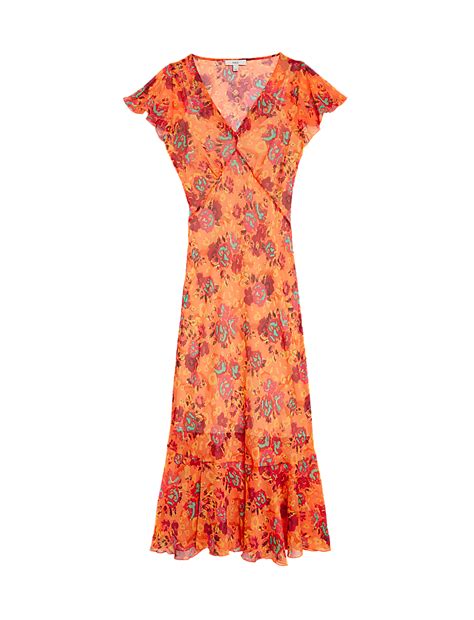 Buy Chiffon Printed V-Neck Midi Waisted Dress at Marks & Spencer