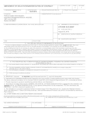 Fillable Online faaco faa AMENDMENT OF SOLICITATION/MODIFICATION OF ...