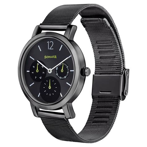Sonata Multifunctions Black Dial Women Watch With Metal Strap