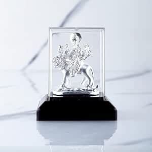Buy RIVERA Silver Plated Ambe Maa Idol, Cabinet Square Statue ...
